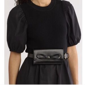 kate spade Black Leather Bow Belt Bag Mini